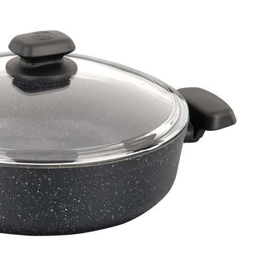 Korkmaz Ornella Non Stick 10 Inch 3.5 Liter Low Casserole With Lid In Black