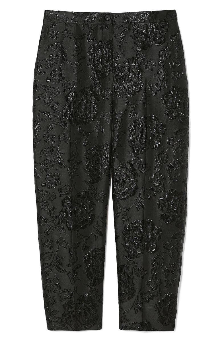 Marina Rinaldi Demetra Metallic Floral Jacquard Pants, Alternate, color, Black