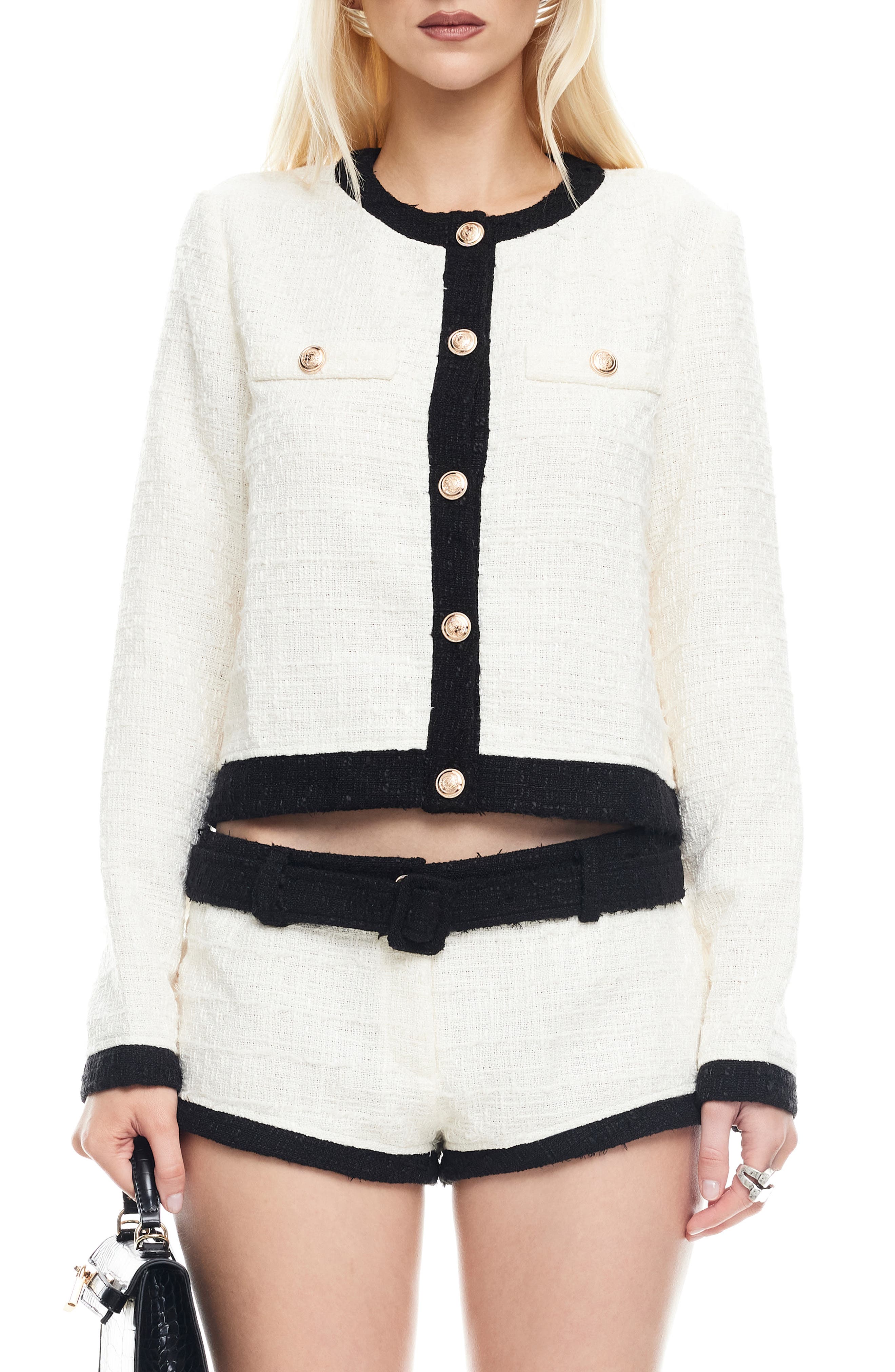 LIONESS Riviera Contrast Trim Tweed Jacket