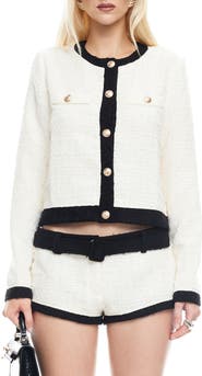 LIONESS Riviera Contrast Trim Tweed Jacket