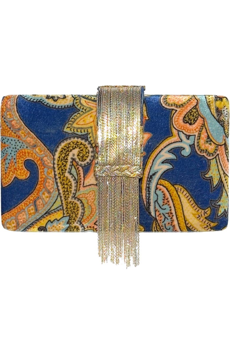 Simitri Velvet Fringe Clutch, Main, color, Paisley