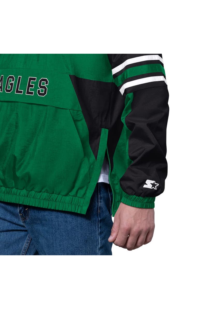 STARTER Men's Starter Kelly Green Philadelphia Eagles Vintage Logo Prospect Half-Zip Pullover, Alternate, color, Kelly Green