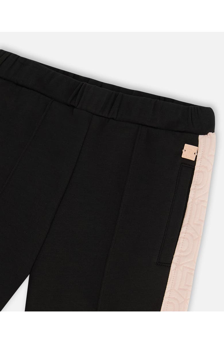Deux par Deux Girl's Cropped Wide Leg Pant With Contrast Band Black, Alternate, color, 