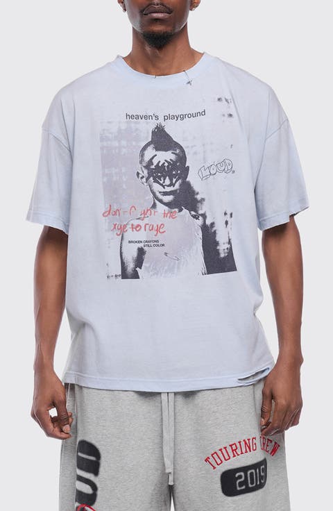 Feeling Blue Oversize Cotton Blend Graphic T-Shirt