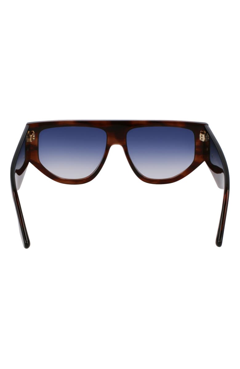 Victoria Beckham B-Buckle 55mm Modified Rectangular Sunglasses, Alternate, color, Brown Horn