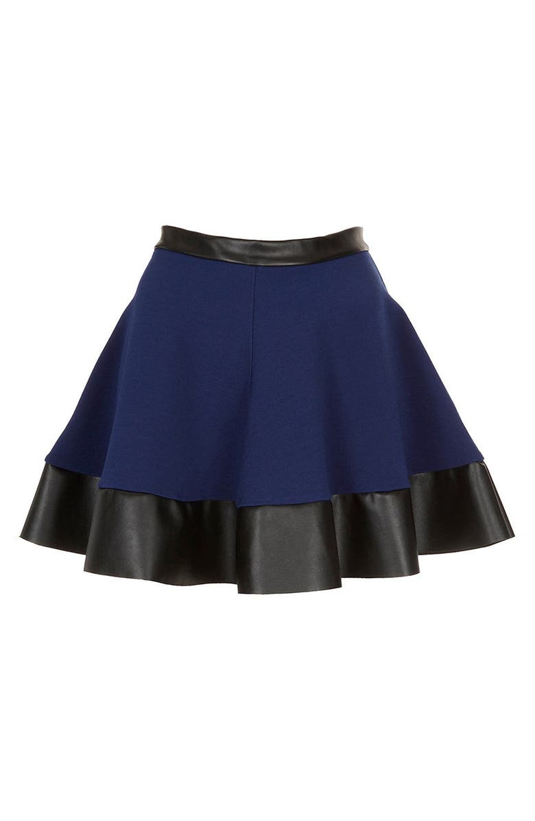 Topshop Contrast Hem Skater Skirt, Alternate, color, 