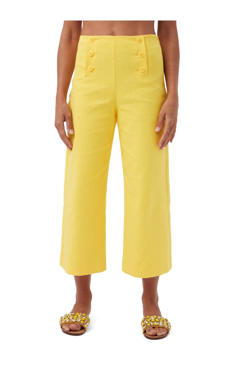 Trina Turk Saltie 2 Cropped Wide Leg Pant, Main, color, Lavandou Lemon