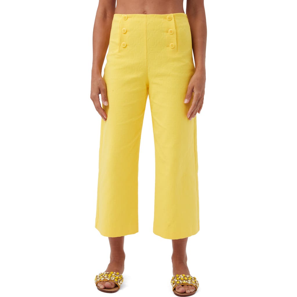 Trina Turk Saltie 2 Cropped Wide Leg Pant In Lavandou Lemon