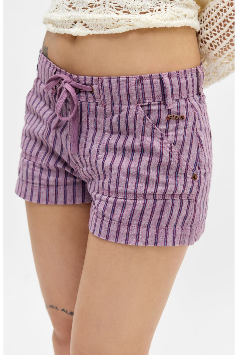 Stripe Linen Shorts, Alternate, color, PURPLE STRIPE