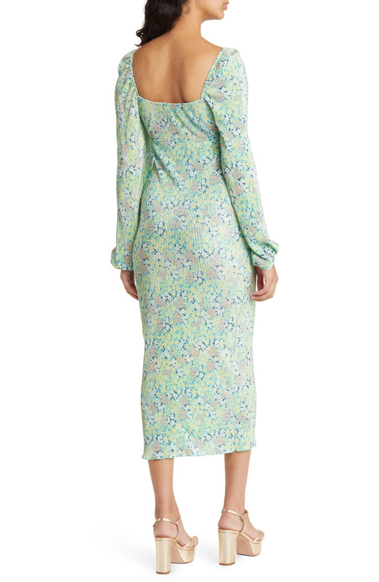 ASOS DESIGN Floral Cutout Long Sleeve Midi Dress, Alternate, color, 