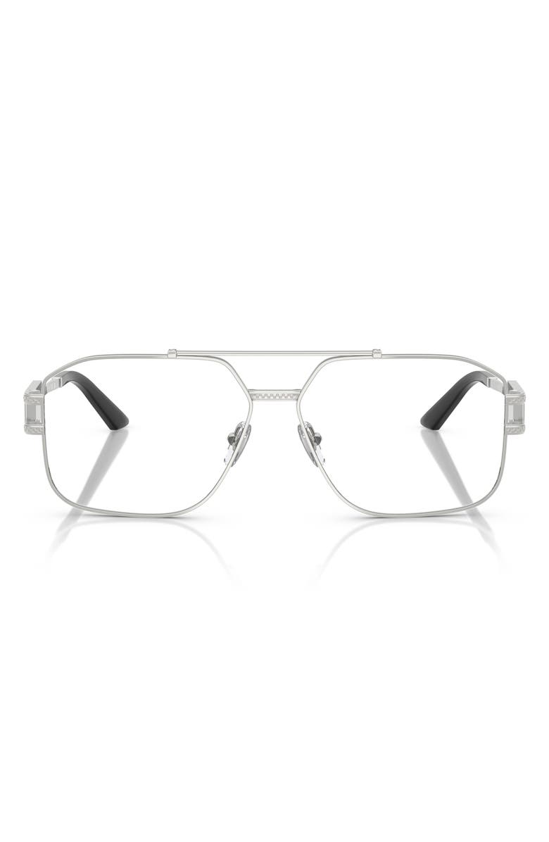 Versace 57mm Irregular Square Optical Glasses, Main, color, Silver