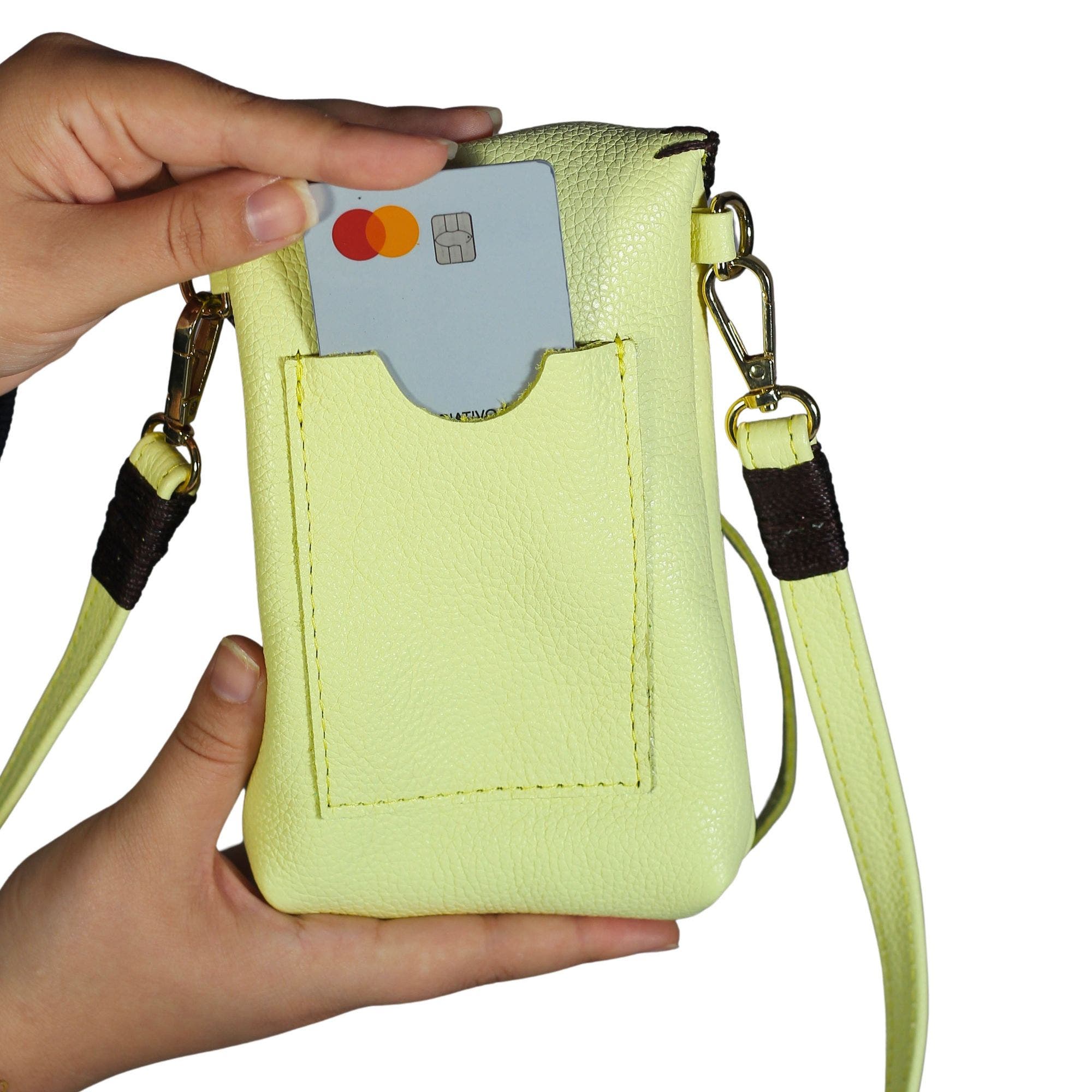 Cell Phone Butterfly Leather Bag, Alternate, color, Lemon