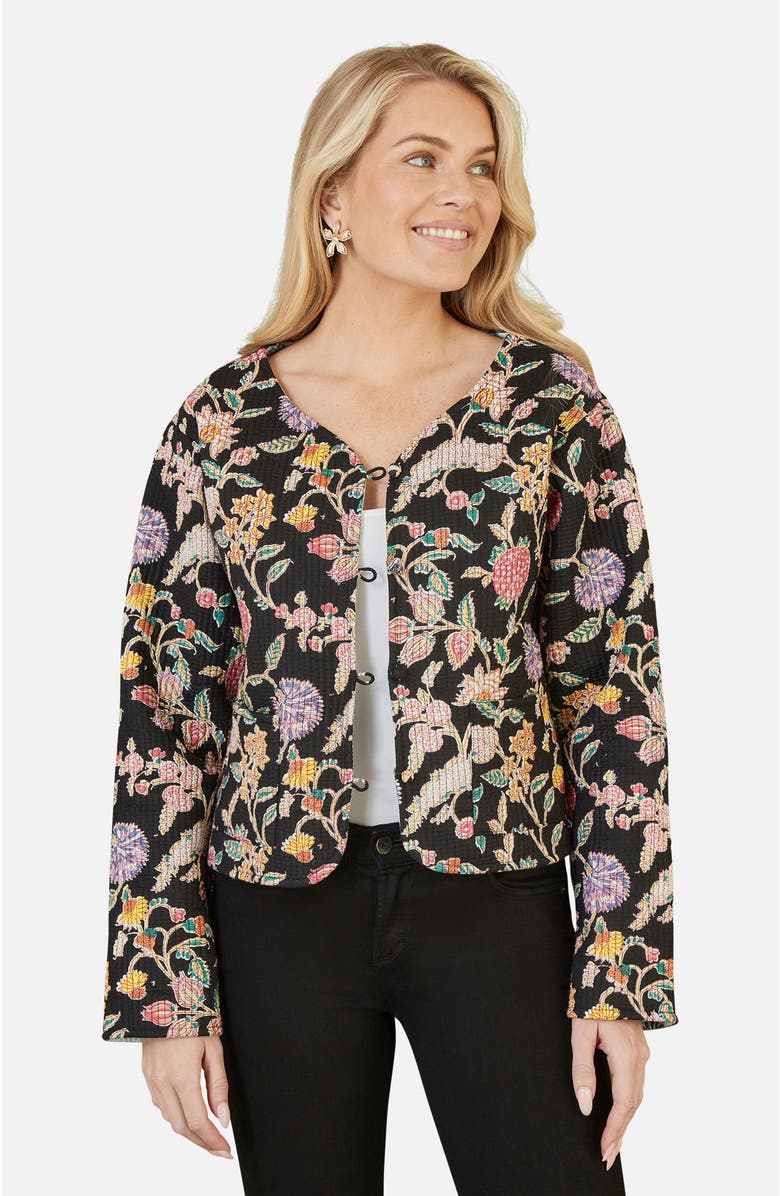 Yumi Reversible Floral Quilted Jacket, Main, color, Black
