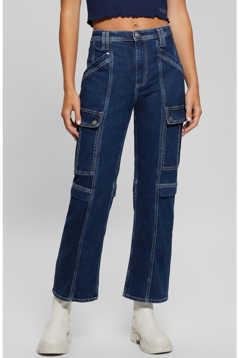 '80s High Waist Crop Cargo Jeans, Main, color, MINIMALE