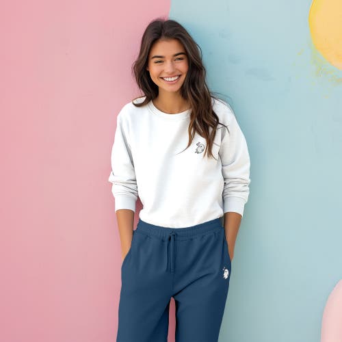 Dalix Womens Heartly Ghost Embroidered Fleece Sweatpants In Blue