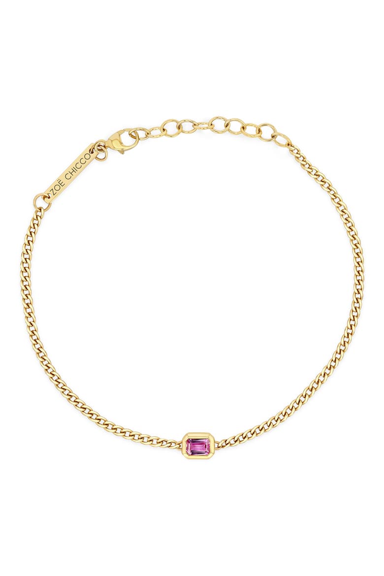 Pink Sapphire Pendant Bracelet, Main, color, 14K YELLOW GOLD