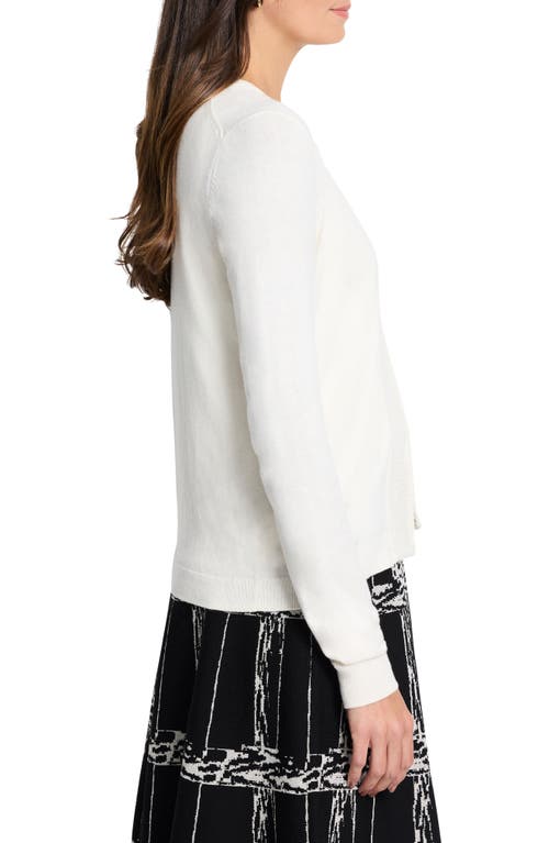 Nic + Zoe Nic+zoe Sequin Trim Cardigan In Classic Cream