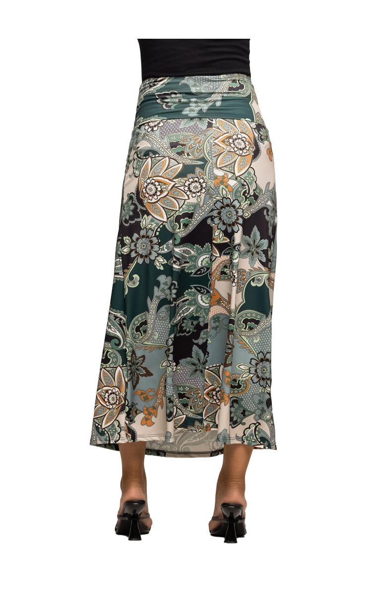 24seven Comfort Apparel Paisley Print Maxi Skirt, Alternate, color, Green Multi