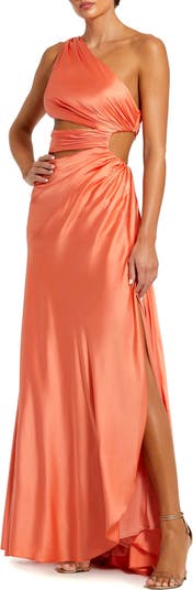 Cut Out One Shoulder Satin Gown