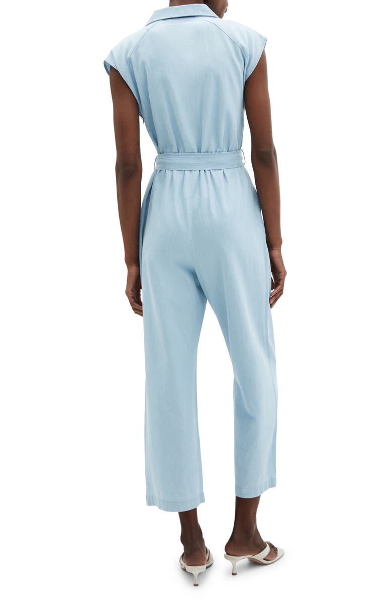 MANGO Belted Chambray Jumpsuit, Alternate, color, 