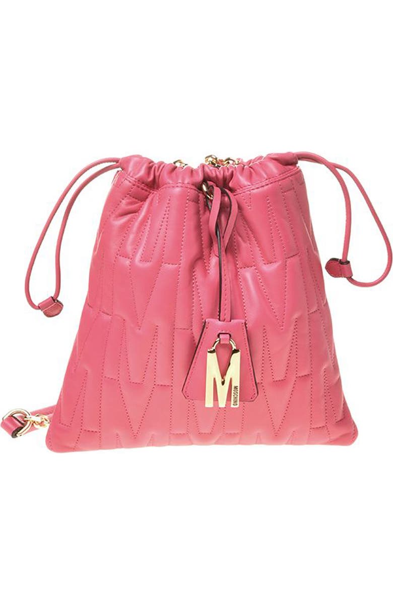 Moschino M Quilted Leather Shoulder Bag, Main, color,