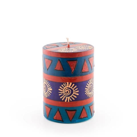 African Sky Painted Pillar Candle