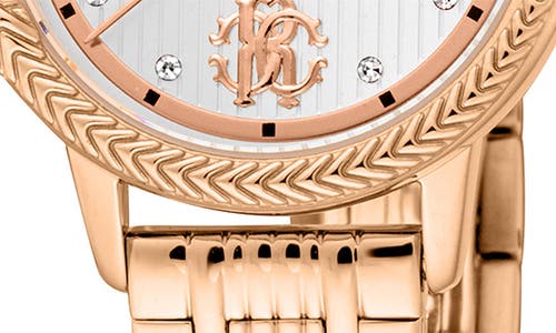 Roberto Cavalli Textured Crystal Quartz Bracelet Watch, 30mm In Rose Gold