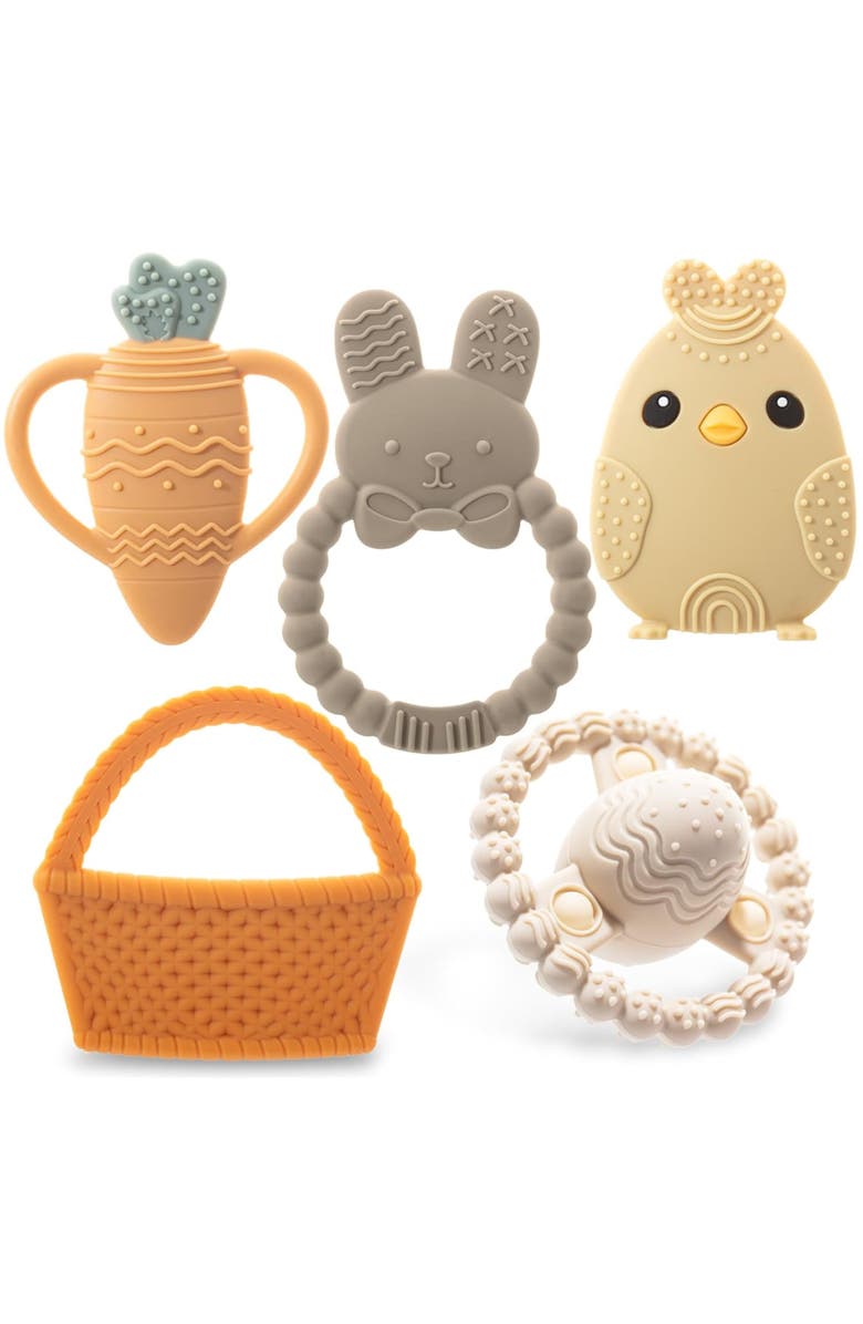 Sperric Easter Silicone Baby Teether Set Cute Gift Toys 5-Piece, Main, color, Neutral
