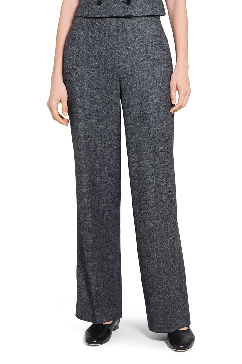Marled Flannel Wide Pull-On Pants, Main, color, PEPPER MULTI