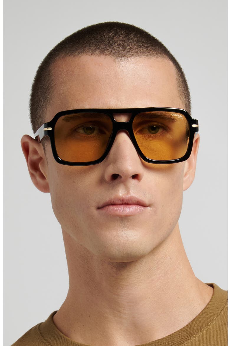 56mm Square Sunglasses, Alternate, color, BLACK/ YELLOW