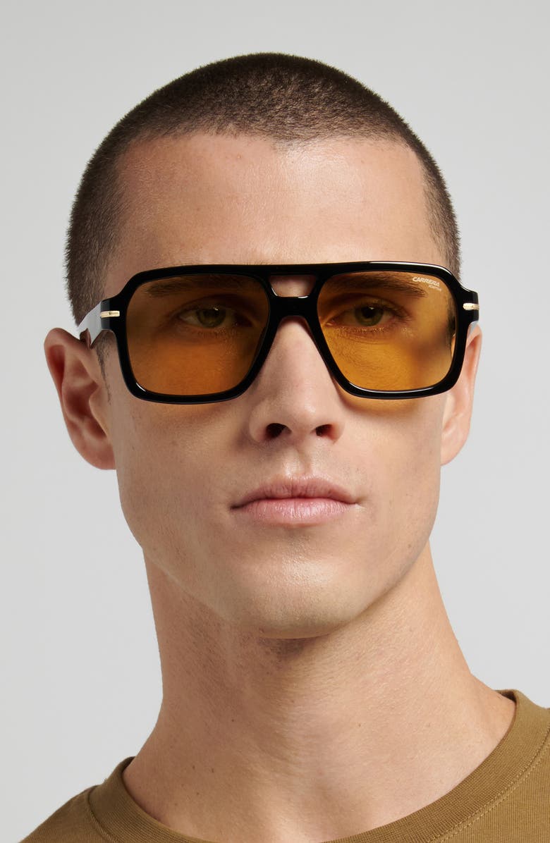 Carrera Eyewear 56mm Square Sunglasses, Alternate, color, Black/ Yellow