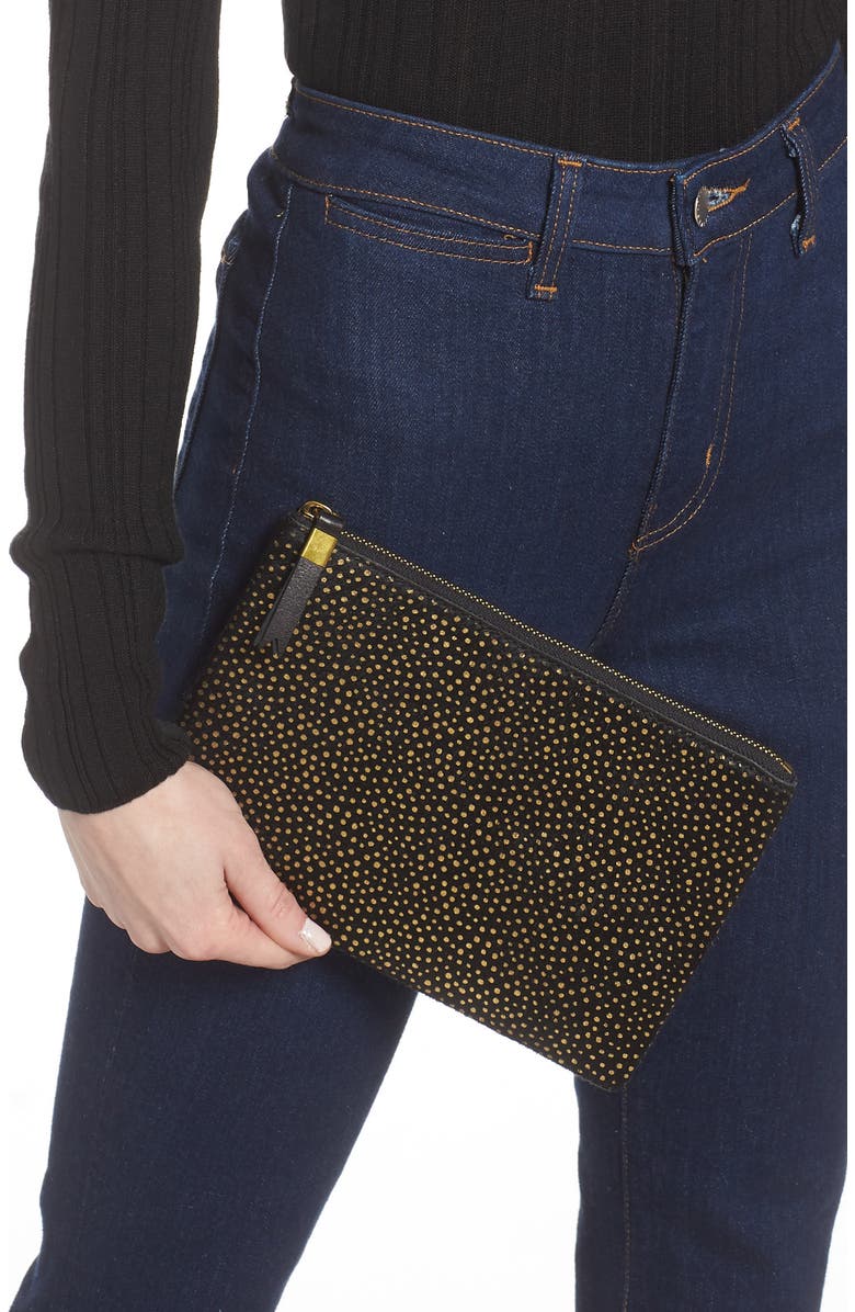 Madewell The Leather Pouch Clutch: Painted Leopard Genuine Calf Hair Edition, Alternate, color,