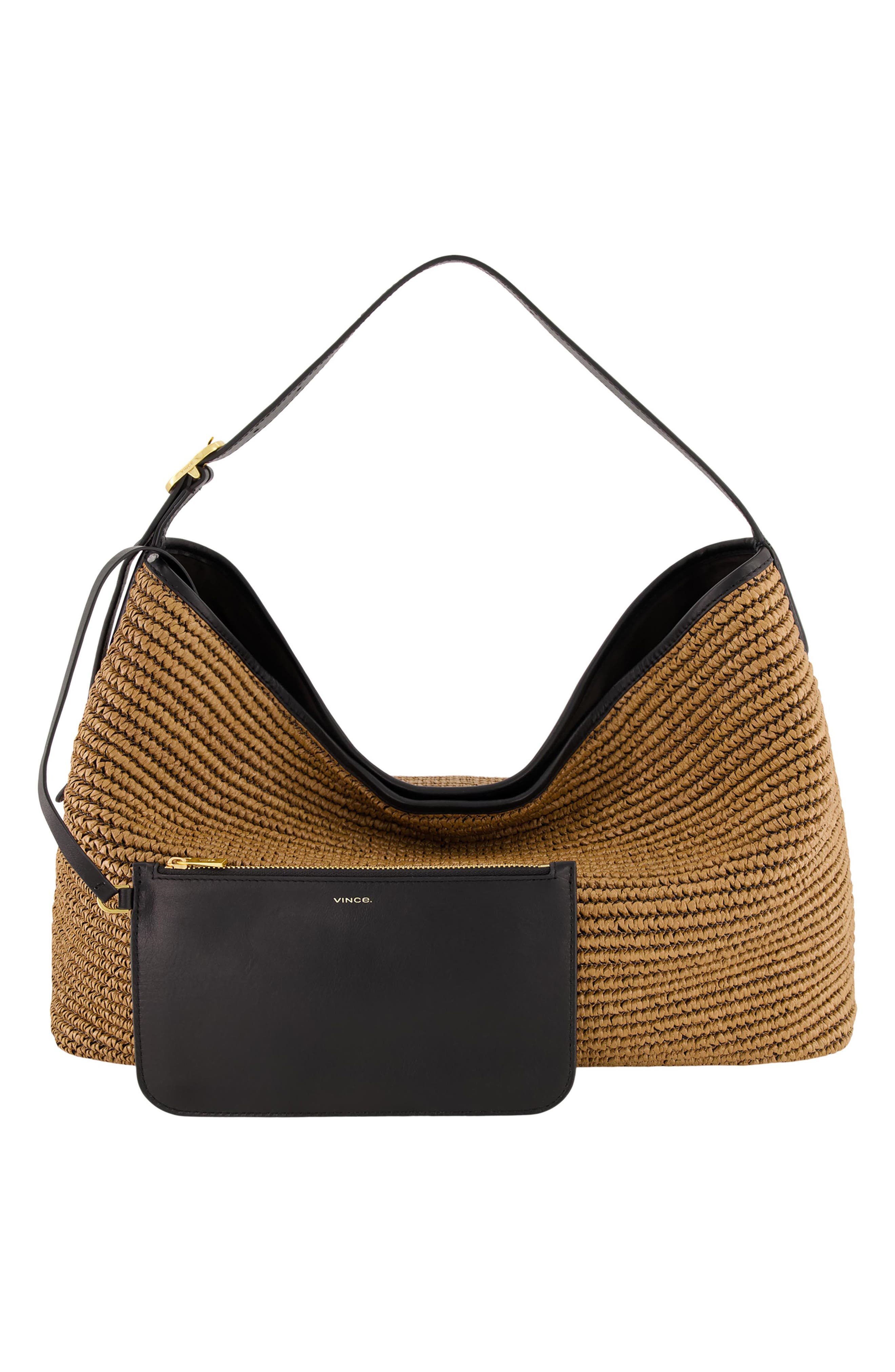 Medium Vivian Raffia Hobo Bag, Alternate, color, LATTE