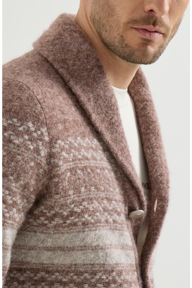Alpaca, cashmere and wool nordic jacquard cardigan, Alternate, color, Red