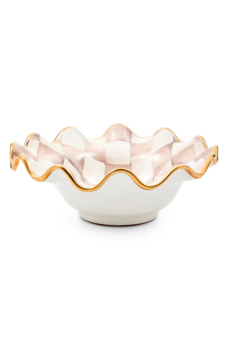 MACKENZIE CHILDS Mocha Check Ceramic Fluted Breakfast Bowl, Alternate, color, Mocha