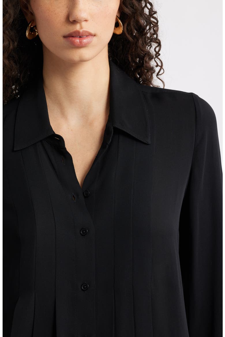 Tux Pleated Button-Up Shirt, Alternate, color, BLACK