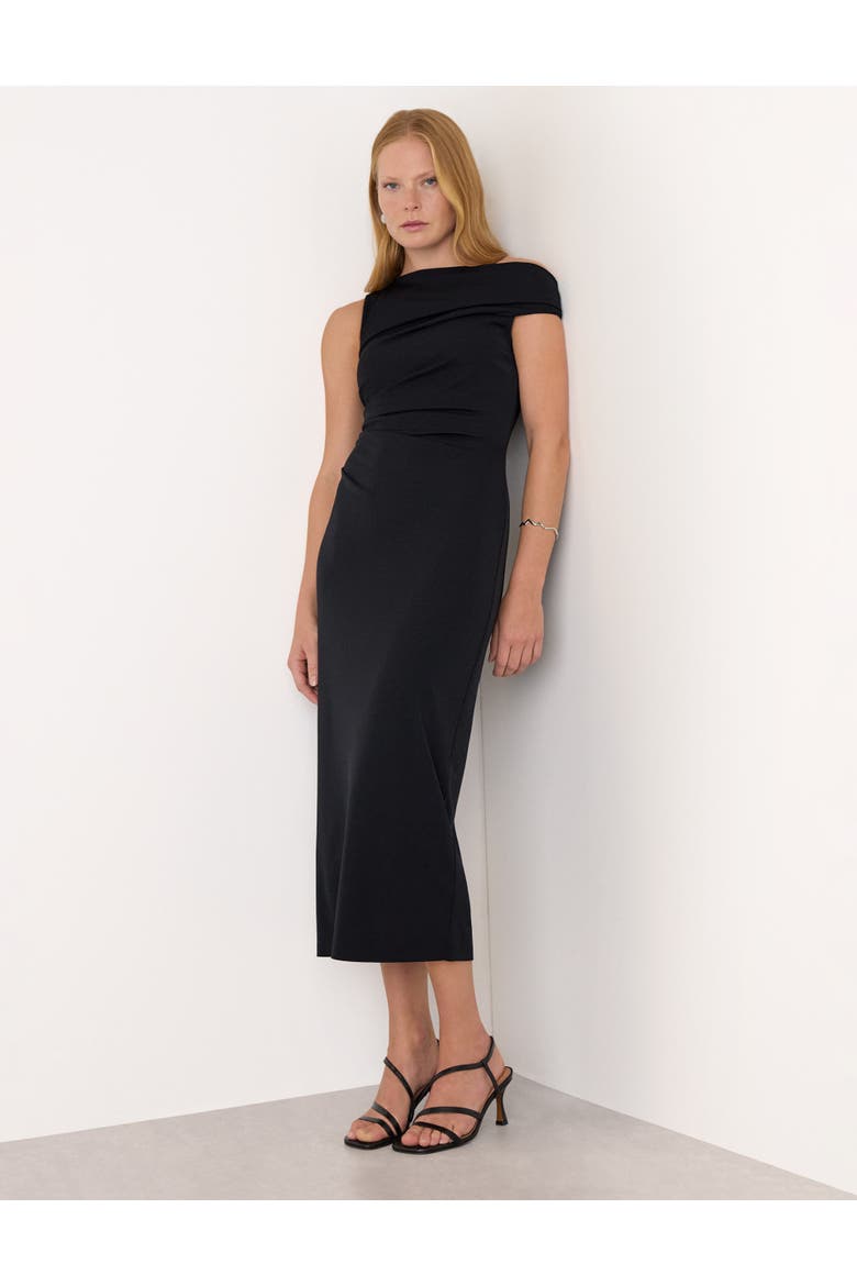 Jersey Crepe Asymmetric Dress, Main, color, Black