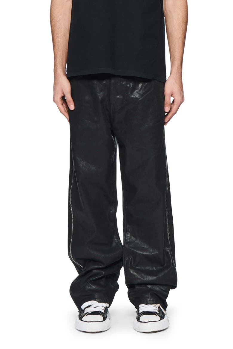 Side Zip Coated Wide Leg Jeans, Main, color, BLACK