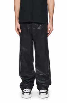 PURPLE BRAND Side Zip Coated Wide Leg Jeans