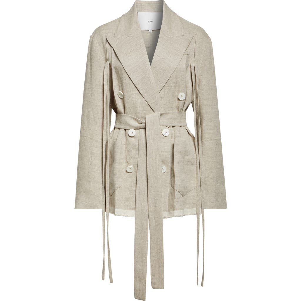 Setchu Geisha Belted Linen Jacket In Beige