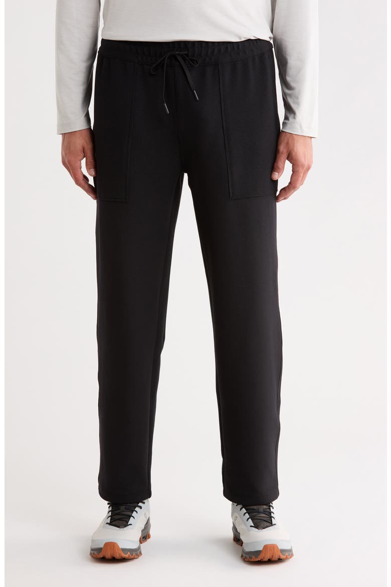 Waffle Knit Pants, Main, color, BLACK