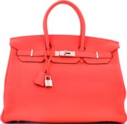 Pre-Owned Hermes Birkin Handbag Orange Togo with Palladium Hardware 35