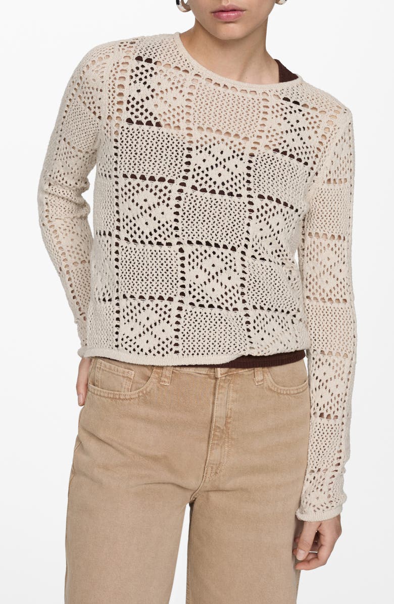 MANGO Cedar Open Stitch Sweater, Main, color, 