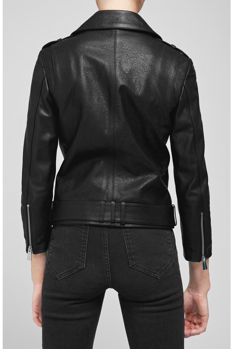 Cropped Leather Moto Jacket, Alternate, color, BLACK