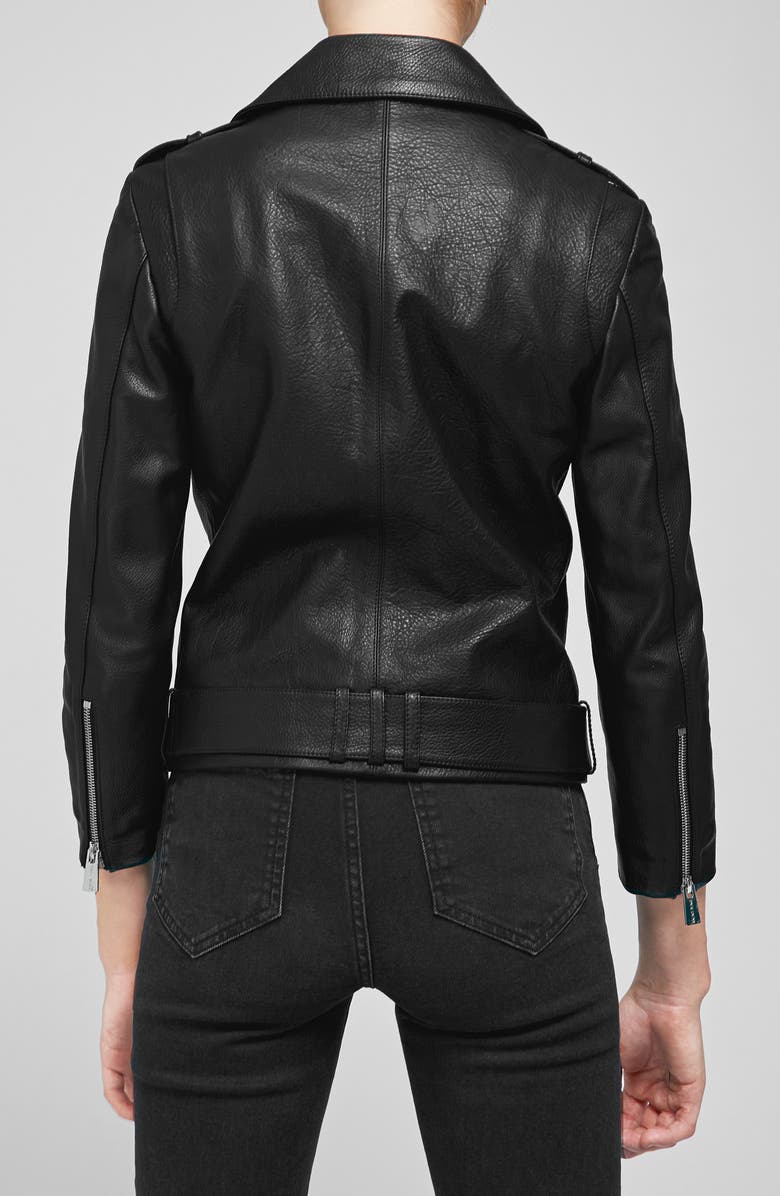 ANINE BING Cropped Leather Moto Jacket, Alternate, color, 