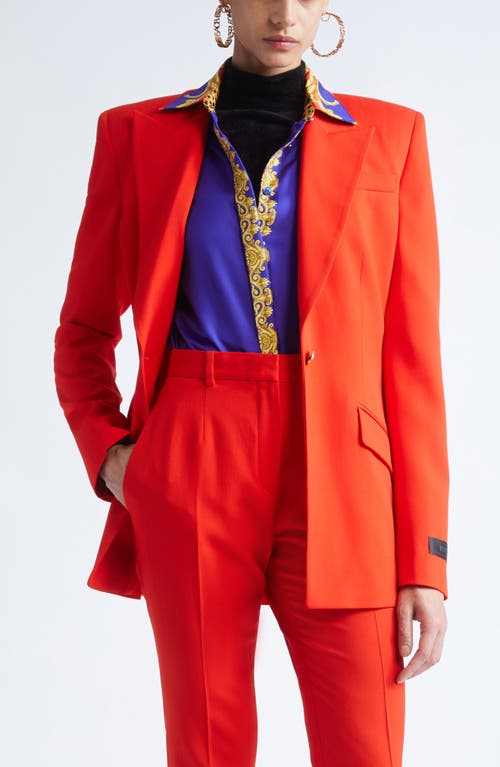 Versace Stretch Wool Gabardine Single Breasted Blazer In Orange