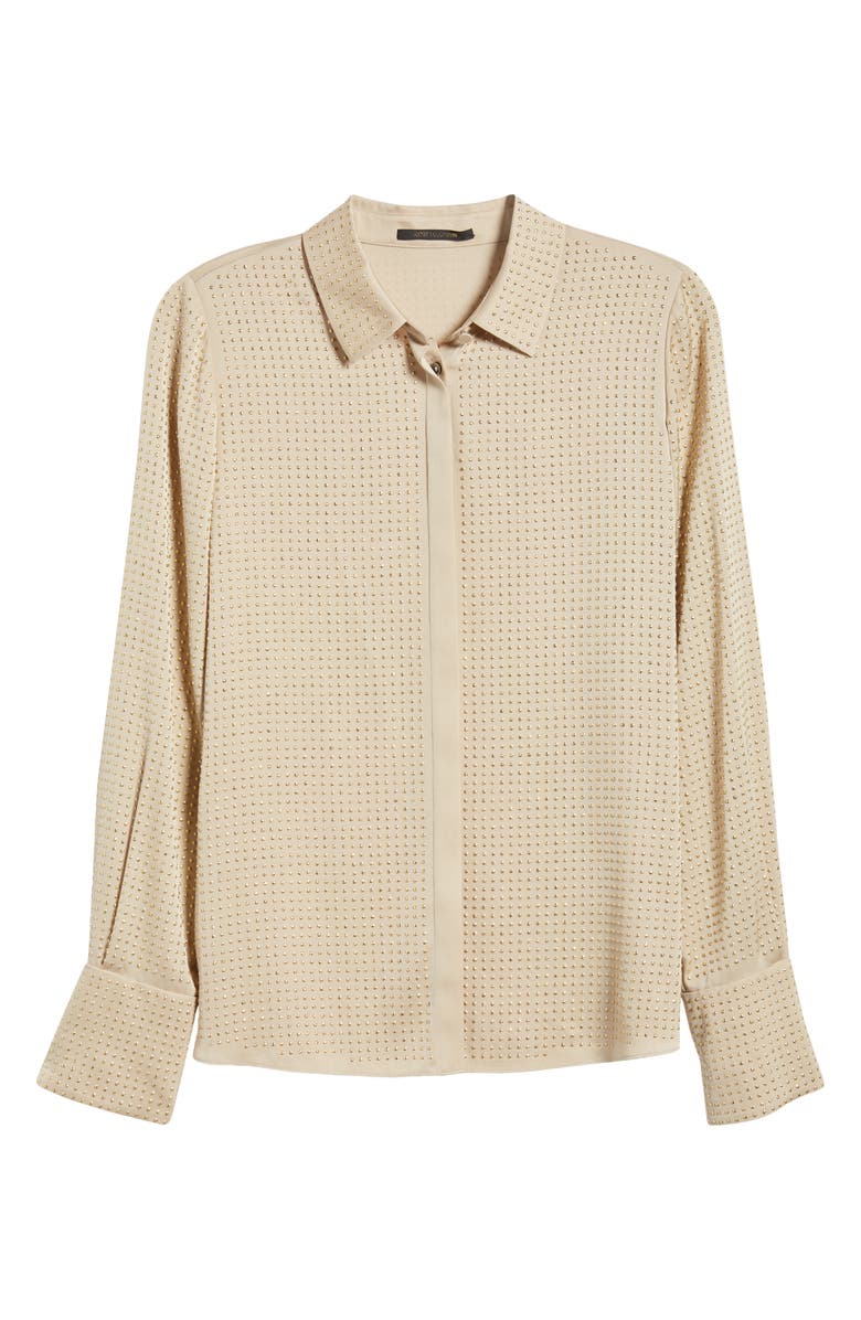 KOBI HALPERIN Studded Stretch Silk Blend Button-Up Shirt, Alternate, color, Palomino