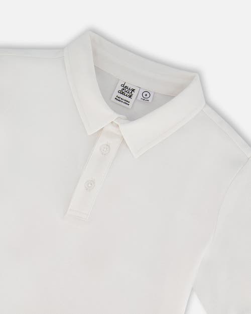 Deux Par Deux Boy's Short Sleeve Polo Shirt White In White