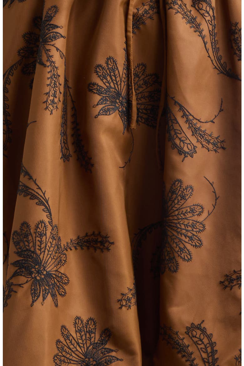 Ophelie Paisley Embroidered Bubble Hem Minidress, Alternate, color, TOFFEE/ BLACK