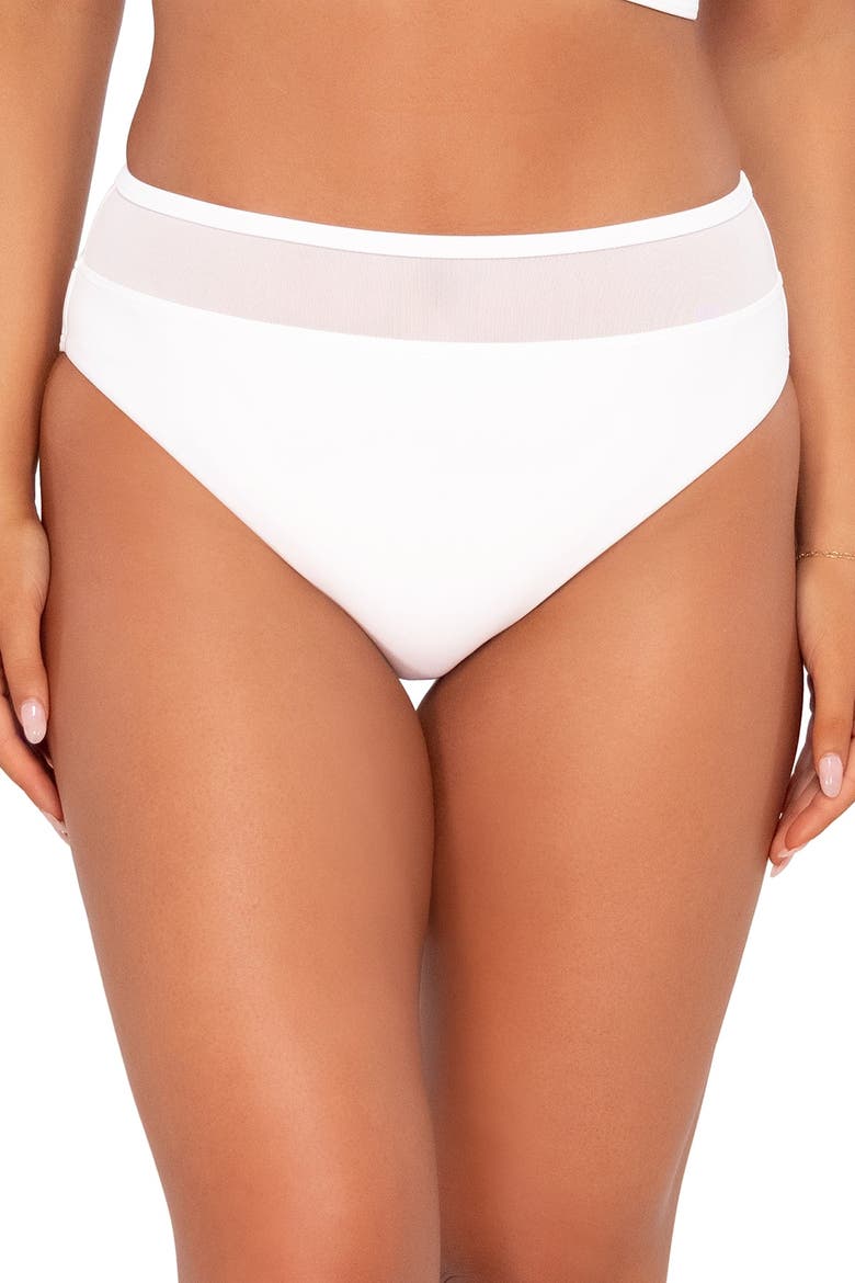 Annie High Waist Bikini Swim Bottoms, Alternate, color, White Lily
